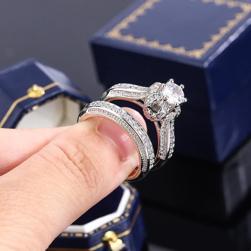 Fancy Ladies 2.5ctw Diamond Bridal Set, 18K White Gold - Picture 3 of 6